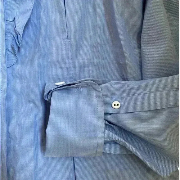 Size 6 Blue and White BANANA REPUBLIC Button Down Blouse - Picture 2 of 5